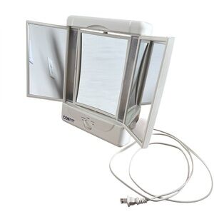 Conair Trifold Vanity Mirror with Lights Adjustable 1X and 3X Magnifying Corded
